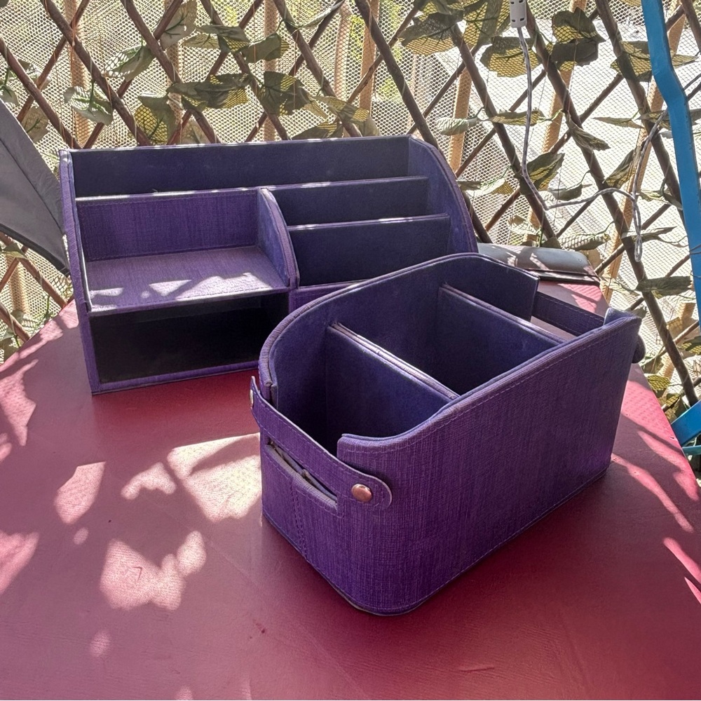 Vintage Levenger Weave Office Set, in Grape (2 Pieces)